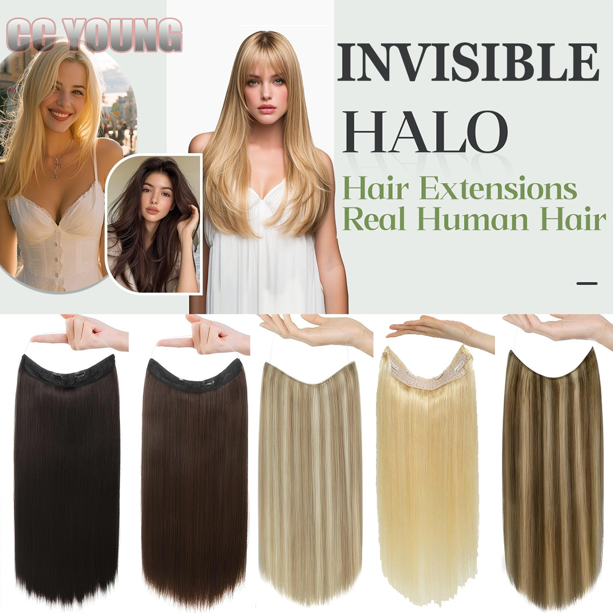 Seamless Clip In Hair Extensions Human Hair - Görünmez Halo Saç Uzatmaları Gerçek İnsan