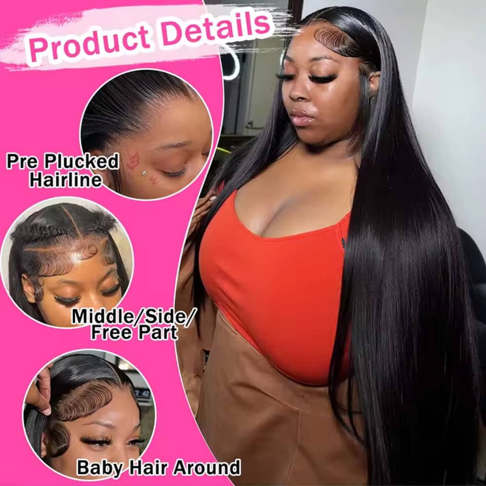 40-42 İnç Düz Gerçek Saç Peruk - Hd Lace Frontal Wig Human Hair Pre Plucked incelemesi ve fiyatı